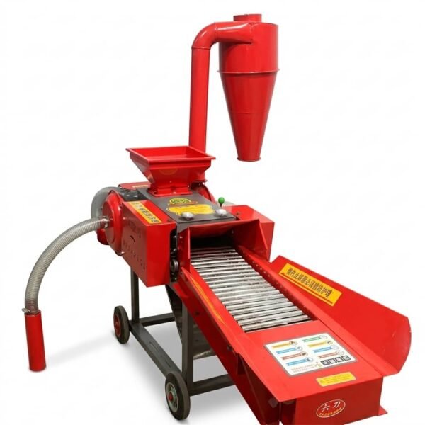 Chaff Cutter and Grain Crusher with a Conveyor Belt and Cyclone Dust Collector.