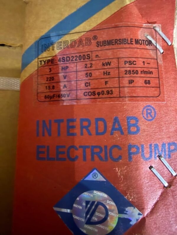 3HP INTERDAB SUBMERSIBLE PUMP Single Phase 3HP INTERDAB SUBMERSIBLE PUMP